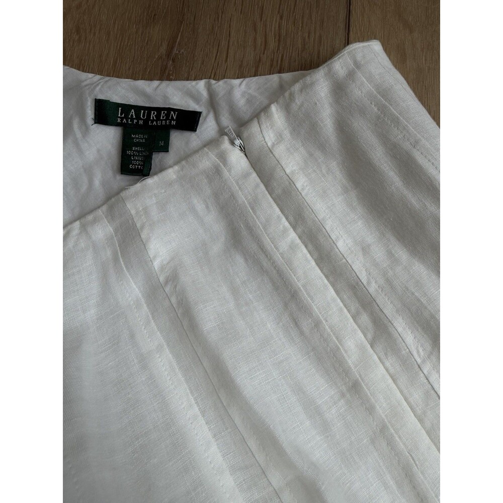 Lauren by Ralph Lauren White Linen Midi Skirt Size 14 Cottagecore - Picture 3 of 3